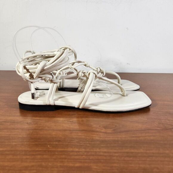 Marc Fisher Falina White Strappy Sandals Square Toe & Lace-Up Size 7.5M *FLAWS* - Picture 6 of 16